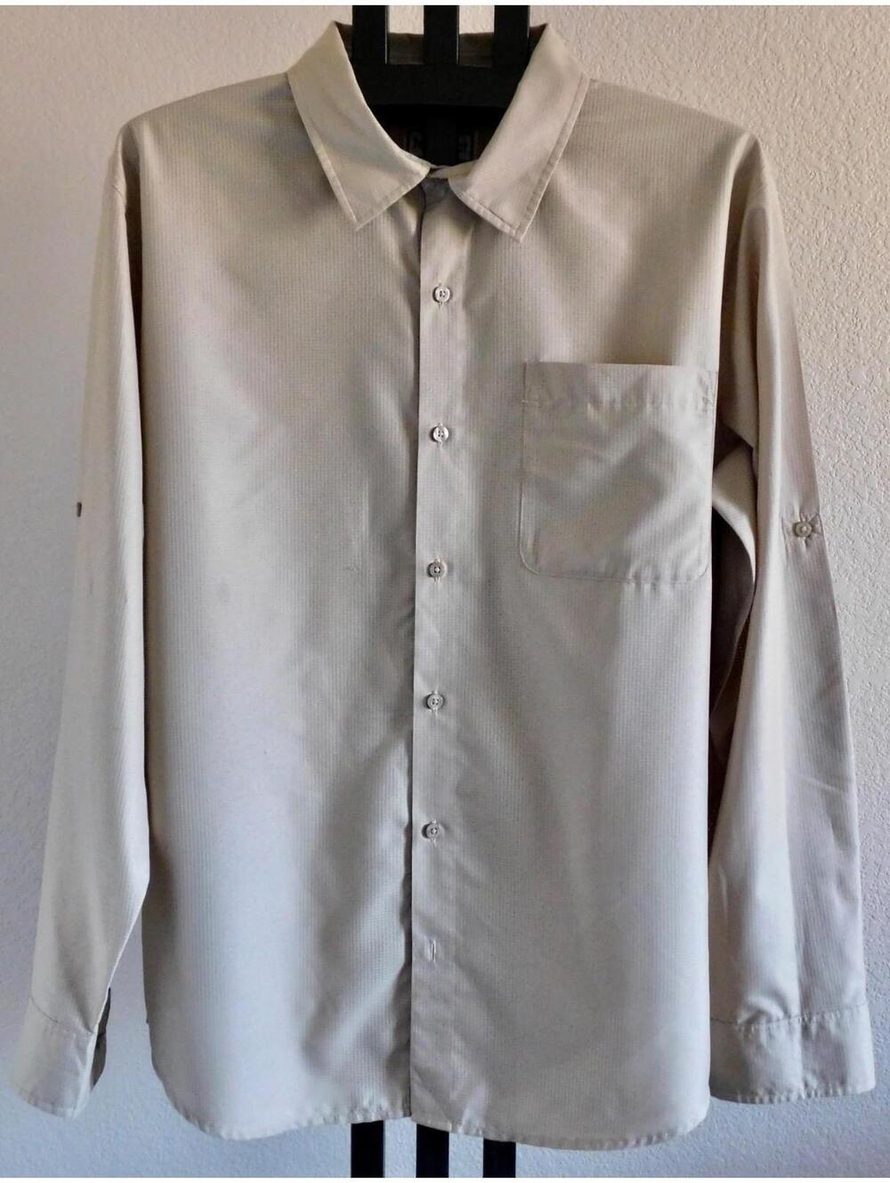Marmot Button Down Shirt Mens Size XL Tan Polyester Hiking Travel Outdoor